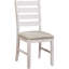 Ensemble de repas de 5 pièces pour se détendre - Table rectangulaire en bois avec 4 chaises, assises en tissu gris-blanc et brun, style décontracté.