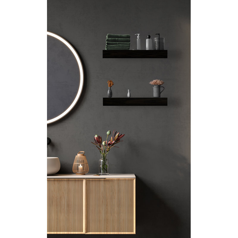 Woojin 2 Piece Oak Solid Wood Floating Shelf, H 3 po x l 16 po x P 6 po, Blanc