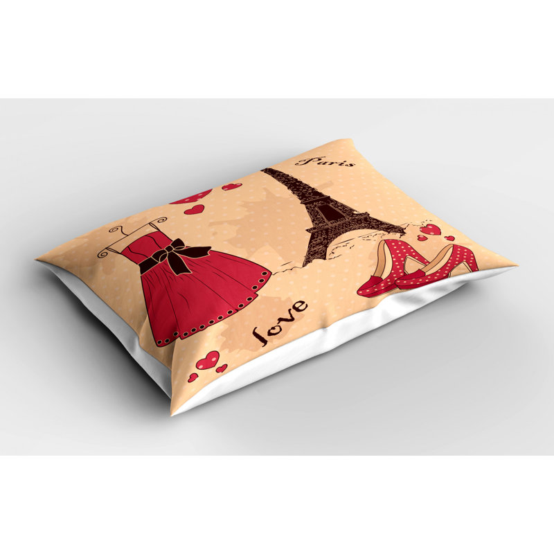 Brown/Red Polyester Microfiber Piece Sham, Twin