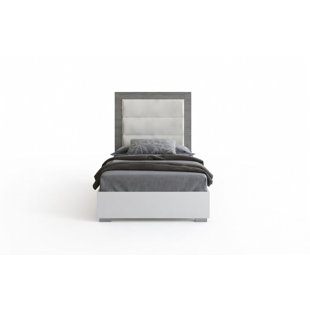 48" Modern Upholstered Panel Platform Bed in Gray Finish