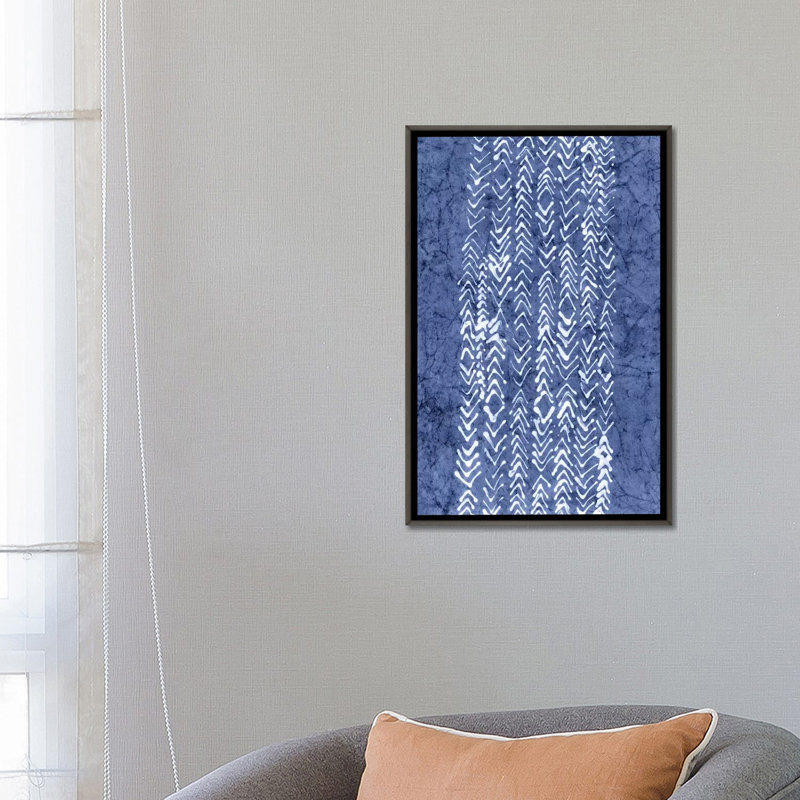« primitive indigo patterns v » par renee stramel-impression sur image, H 60 po x l 40po x P 1,5 po