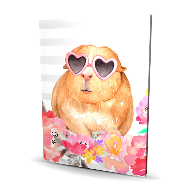 Cochon d'Inde avec lunettes - animaux illustratifs sur toile