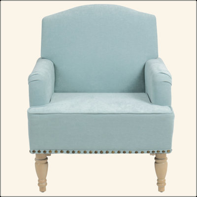 Fauteuil d'appoint moderne avec pieds en bois rétro et garniture cloutée, petit fauteuil club en tissu, fauteuil rembourré confortable pour canapé-lit dans la chambre à coucher, capacité de poids de 300 lb