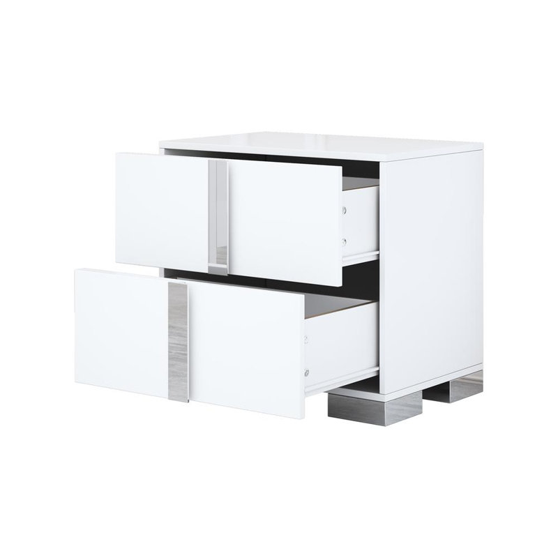 Table de chevet avec poignée en métal, Blanc