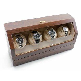 Bey-Berk Men's High Lacquer Ash Wood Watch Winder Storage Case