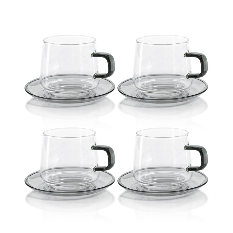 Ensemble de 4 tasses à thé et à café en verre Bergamo, ensemble de 4, gris, 12.83