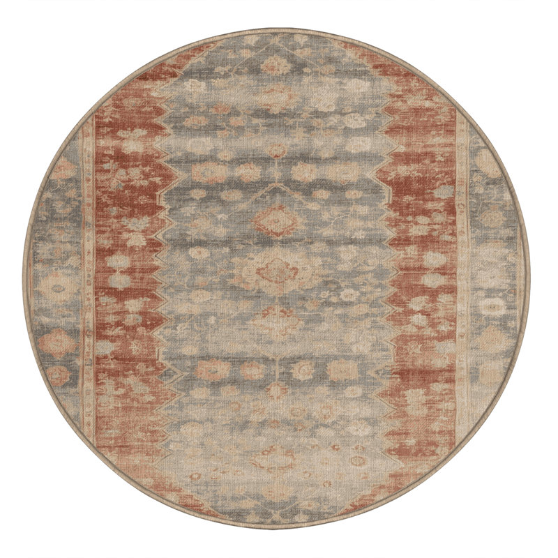 Tapis brun lavable à la machine, Rond 4 pi