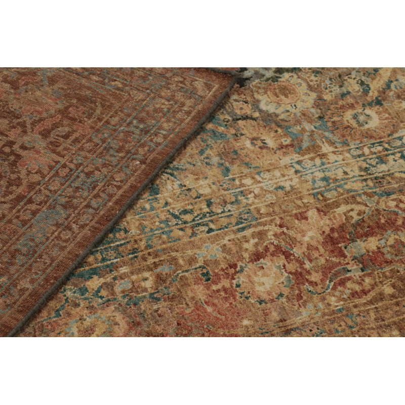 Rug & Kilim’S Modern -Inspired Rug In Rust, Black And Green Floral Pattern