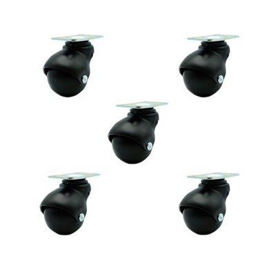 2 Inch Gloss Hooded Top Plate Ball Casters Set of 5 Service Caster