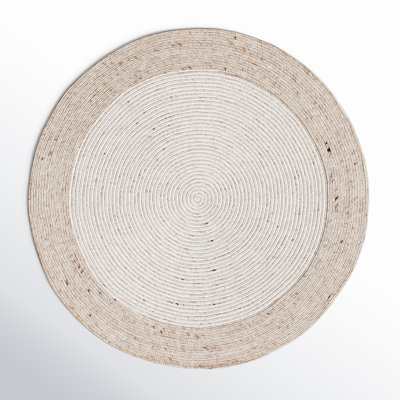 Aria Beige Ivory Hand-Woven Geometric Wool Rug