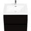 Meuble-lavabo de 24 po avec comptoir en résine - en noir brillant. Tiroirs à fermeture en douceur pour l'organisation flottante et armoire noire. Un élégant