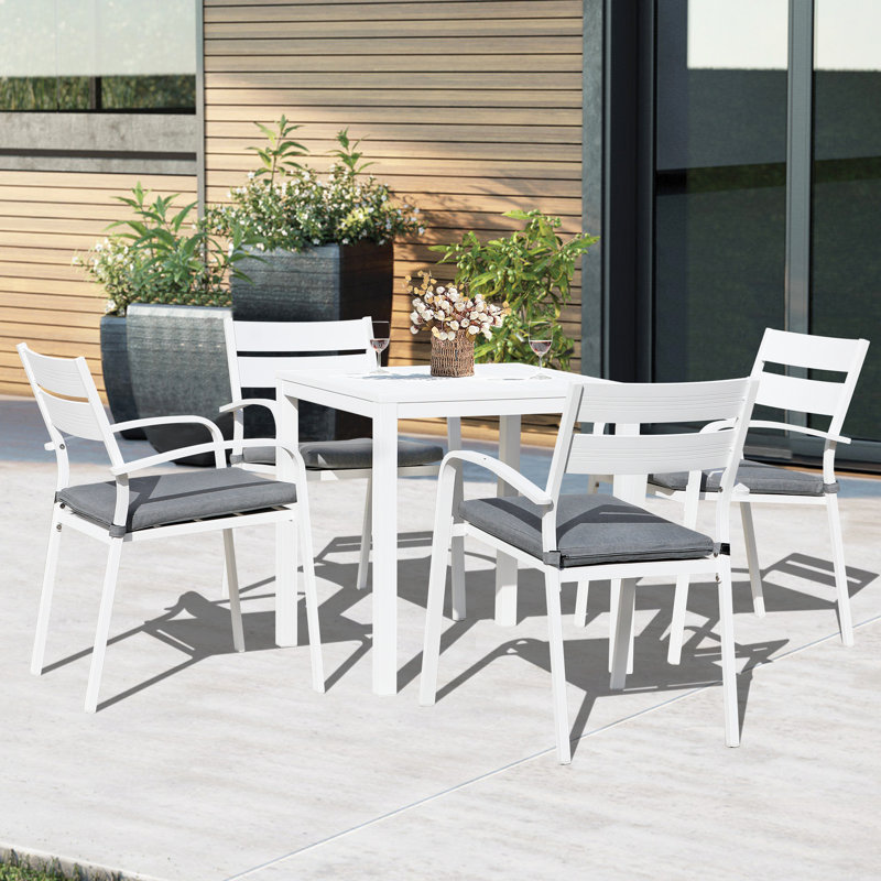 Sawyerville Square Aluminum Outdoor Dining Table, White