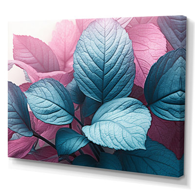 Feuille de splendeur rose turquoise sur toile