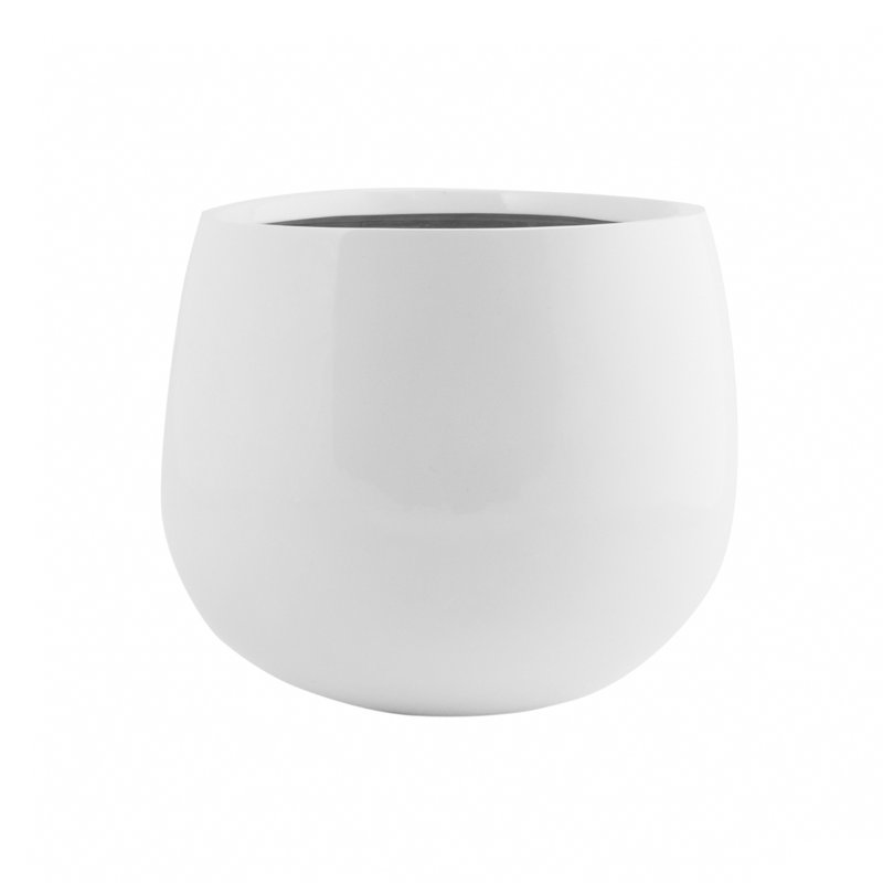 Outdoor Glossy White Fiberstone Pot