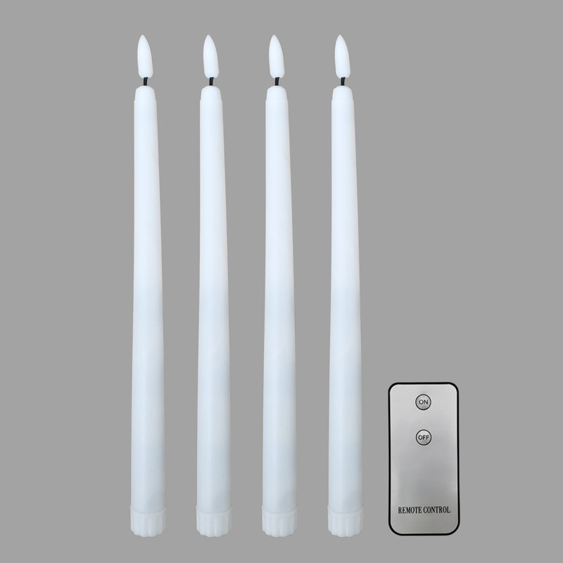 Bougies de flamme à mèche 3D à piles avec télécommande - 4 unités