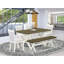 Ensemble table et chaises de cuisine 7 pièces comprenant une table à manger rectangulaire à pattes en X et 6 chaises Parsons en tissu lin gris foncé Gotham.-1099292846-1099292832