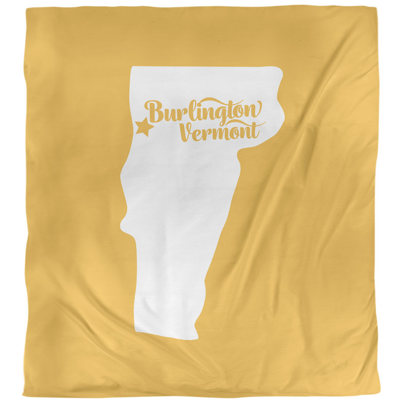 Housse de couette réversible simple burlington vermont, Housse de couette pour grand lit, Jaune, Polyester brossé