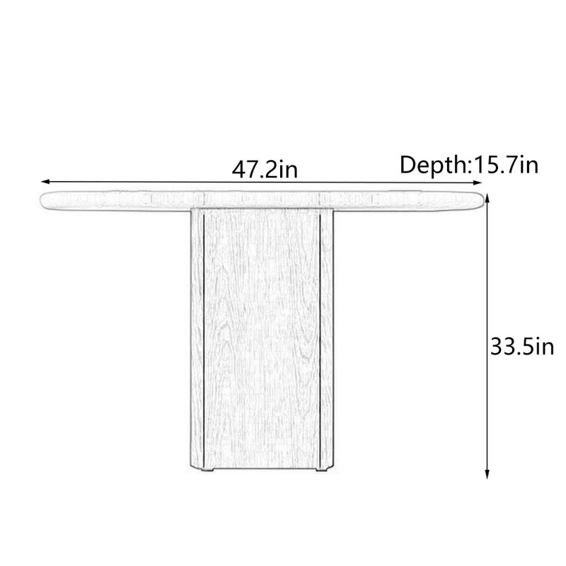 Console Mid-Century, H 33,5 po x l 47,2 po x P 15,7 po