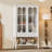 62'' H X 35 '' W Bookcase With Patterned Glass Doors And Open Shelve-2035642174