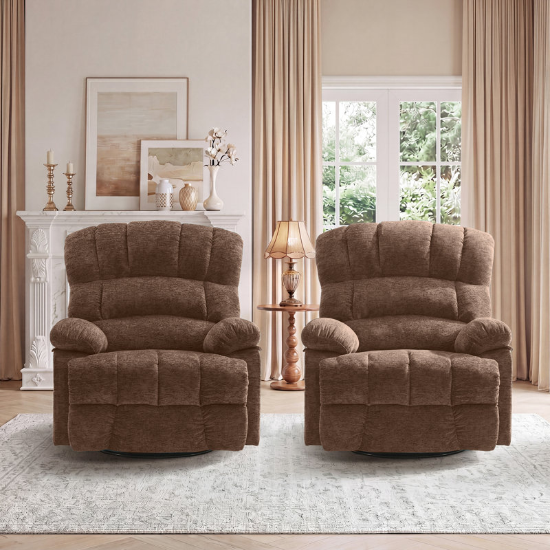 Fauteuil inclinable manuel pivotant de 39,7 po de largeur (ensemble de 2), Chenille brun foncé