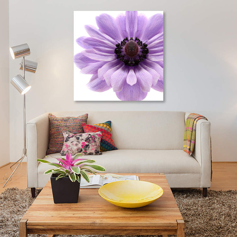 Impression sur toile pâle lilas anemone, H 12 po x l 12 po x P 1,5 po, Toile tendue, Pas de tapis