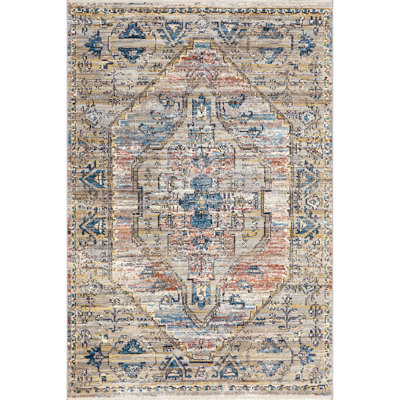 Citrana Traditional Medallion Fringe Area Rug