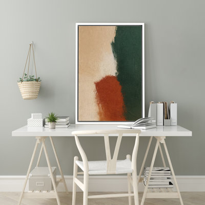 Green, Rust and Beige Abstract Art – Pictures Framed Canvas Print Wall Art