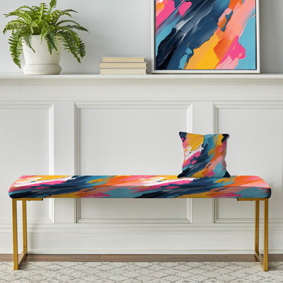 Camouflage Upholstered Gold Bench