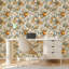 Papier peint adhésif peler et coller en PVC, revêtement mural auto-adhésif amovible avec motif floral rose romantique pour une impression élégante de textile, imperméable pour la décoration intérieure - Rouleau