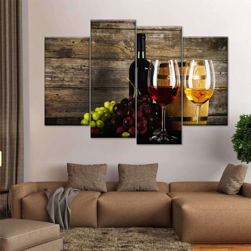 «Grapes and Wine», reproduction d'art sur toile, H 22 po x l 36 po x P 1 po