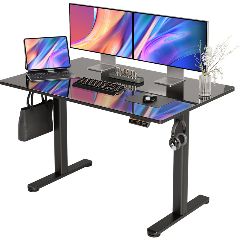 Bureau debout à hauteur ajustable Maysie, 46.4" H x 47.2" W x 23.6" D, Noir