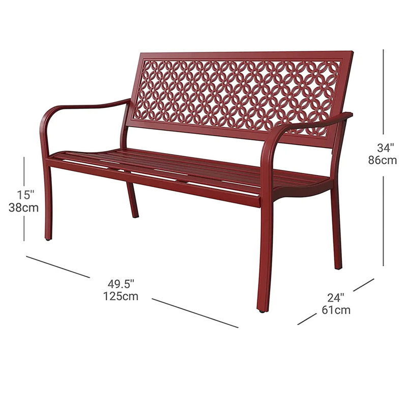 Banc en acier Eveliina, Rouge cerise