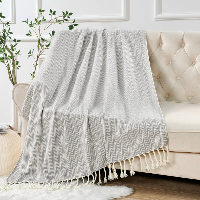 Knitted Throw Blanket, Grey