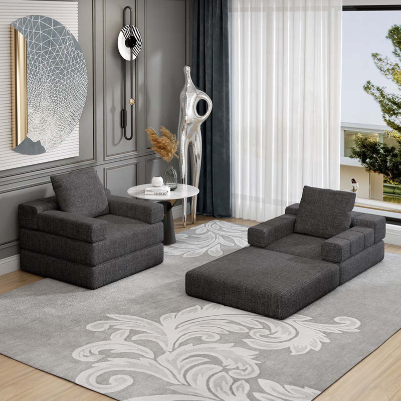 chaise qui se transforme en canapé-lit simple pour le salon, Gris foncé