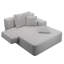 Luxueuse chaise longue en velours côtelé moelleux avec 3 coussins, canapé-lit convertible avec poche de rangement, conception sans cadre et mousse de compression pour les petits espaces, salon, appartement, gris clair-722486209