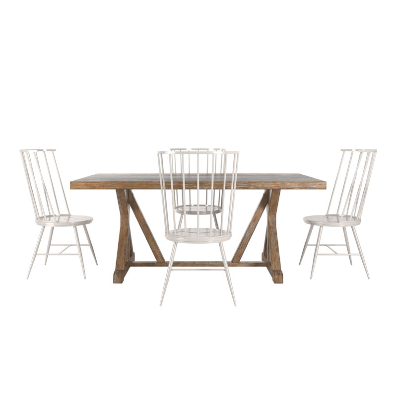 Ensemble de table de salle à manger et de chaises en bois Durga, Bouleau argenté