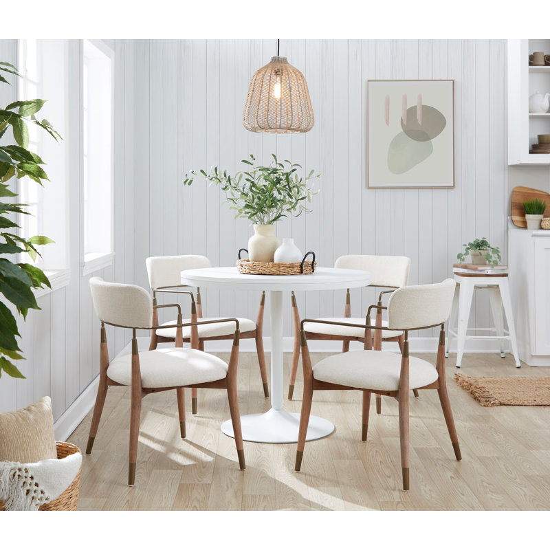 Eatons 17.75'' H Upholstered Armchair, Cream, Whitewashed