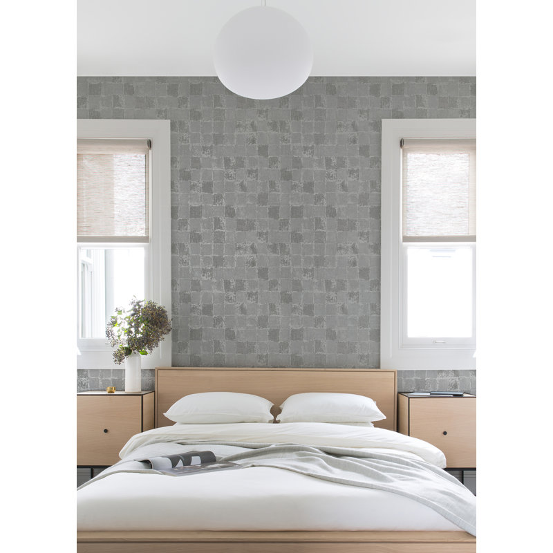 Varak Geometric Metallic Wallpaper Roll, Off-White