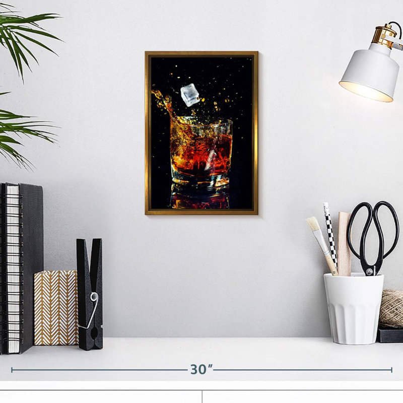 Iced Whiskey, 9" x 13", Floating Frame Gold