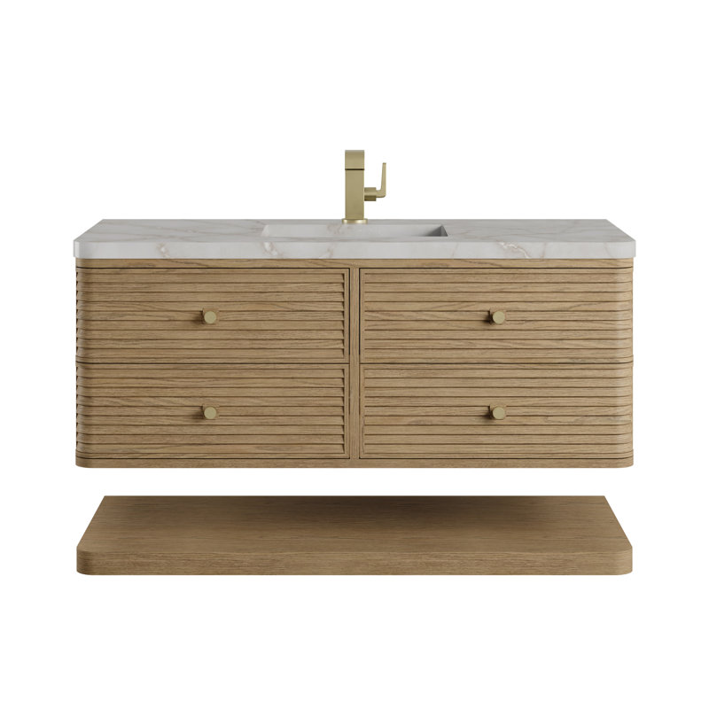 Allamari 48" W Single Vanity, Single-Hole, Dune Mist, Victorian Silver Silestone