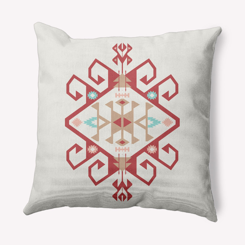 Coussin intérieur / extérieur Medallion, Rouge, 18 po x 18 po