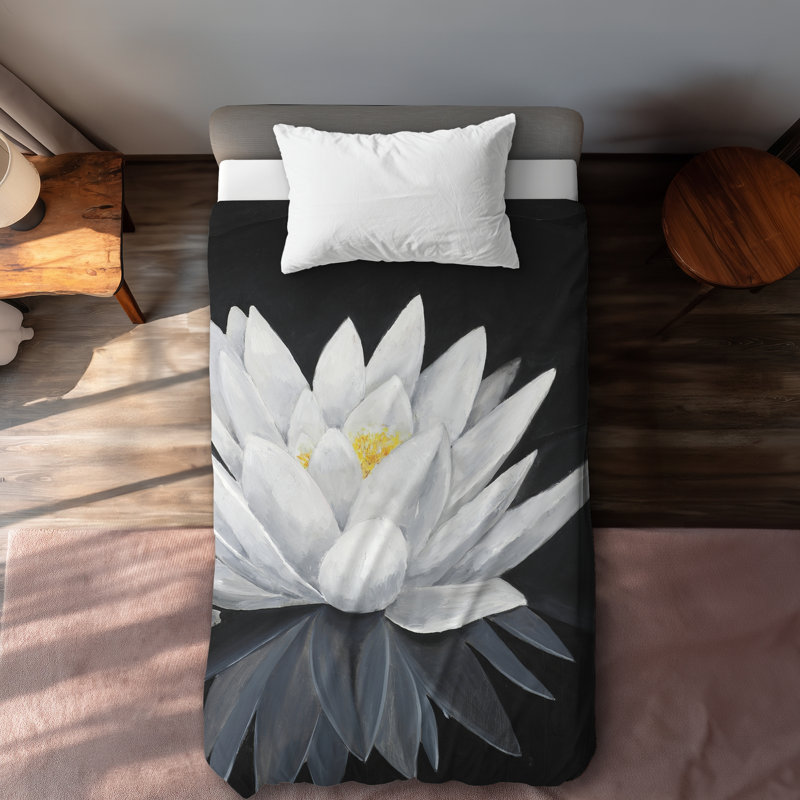 Lotus Flower with Reflection - Botanical Contemporary Duvet Cover