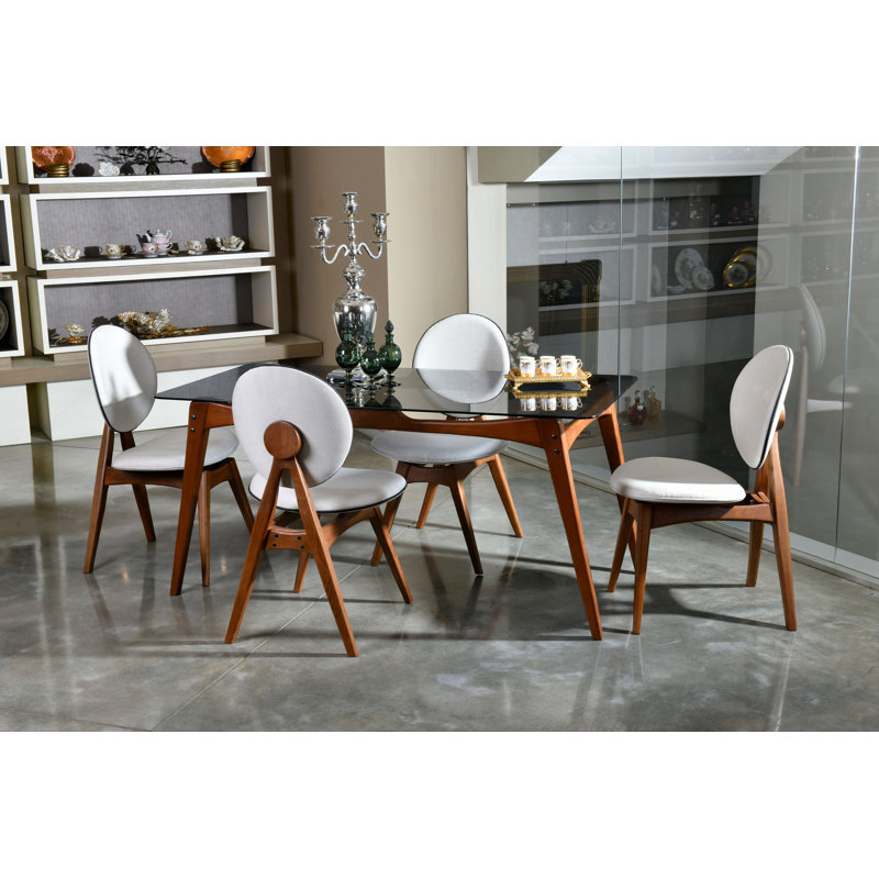 Ensemble repas pour 4 personnes Knobel, Blanc / noyer