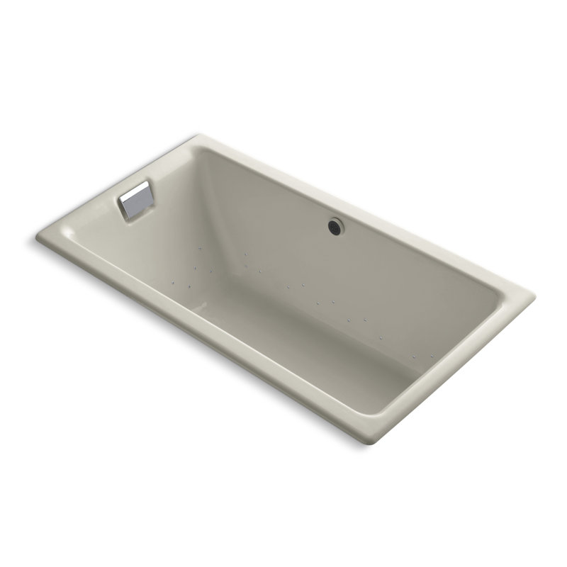Tea for Two 66" x 36" Drop In Air Bathtub, Sandbar, Polished Chrome