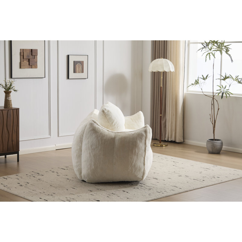 Fauteuil à billes géant pour adultes, canapé moelleux moelleux pour causeuse, fauteuil surdimensionné Chase à l'intérieur pour la chambre à coucher du salon, sans assemblage requis Fauteuil de lecture confortable avec coussins, blanc