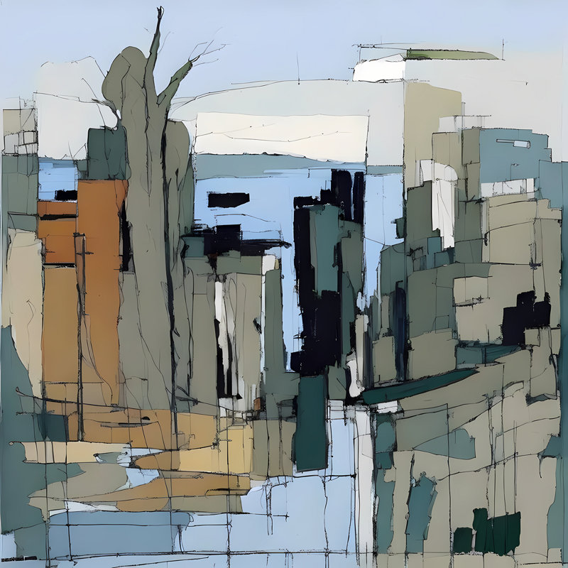 Mid Century Metropolis, H 24 po x l 24 po