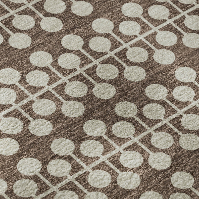 Premium Machine Washable Mayfield AMF2247 Geometric Rug, 3' x 5', Brown