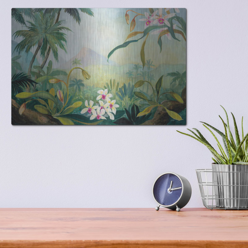 Art mural en métal «Dreamy Tropics» par Julia Purinton, 16 po x 12 po