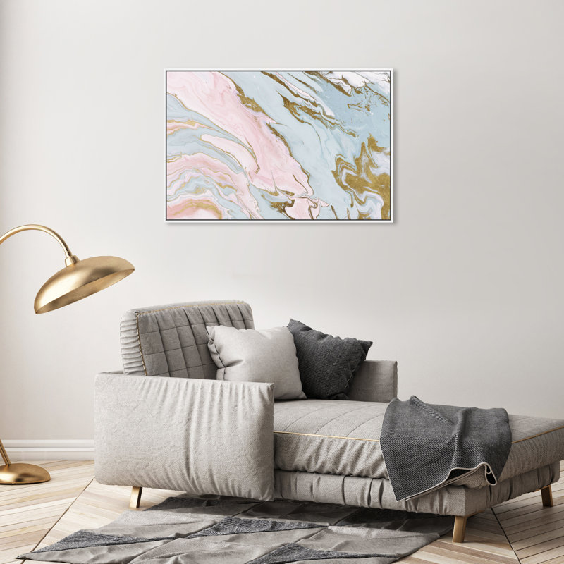 Pastel Geode - Impression sur toile, H 24 po x l 36 po, Cadre blanc
