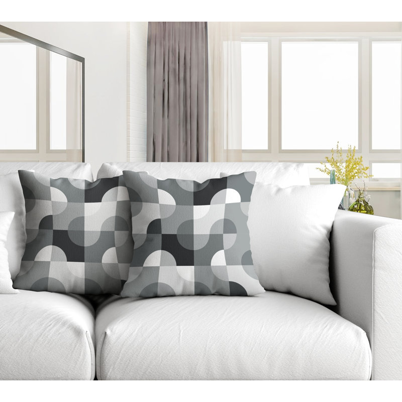 Coussin décoratif carré intérieur / extérieur Milda, L 17 po x H 17 po, Gris